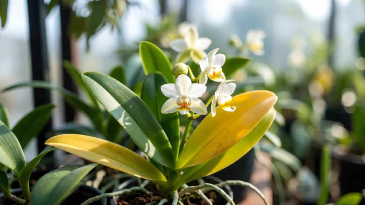Gelbe Blätter an der Orchidee