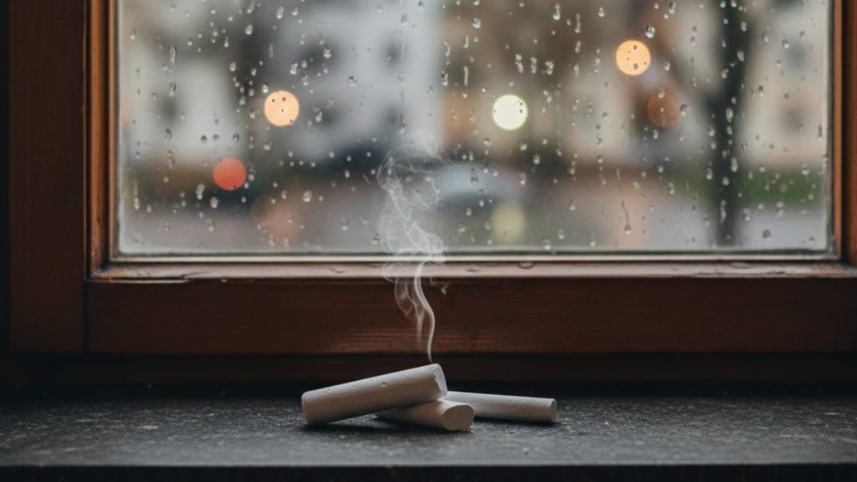 Kreide auf das Fensterbrett zu legen