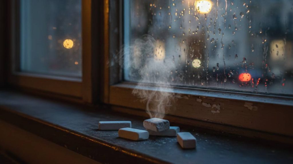 Kreide auf das Fensterbrett zu legen